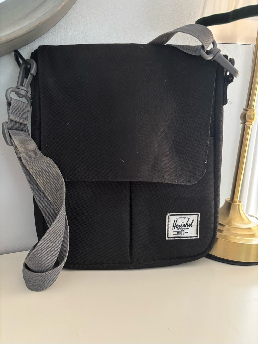 Herschel Supply Company Black small Messenger Bag with Gray Strap